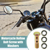 Motorcycle 2 x M10x1 38mm Length 6 Hole Hollow Bolt Screws with Washer Set