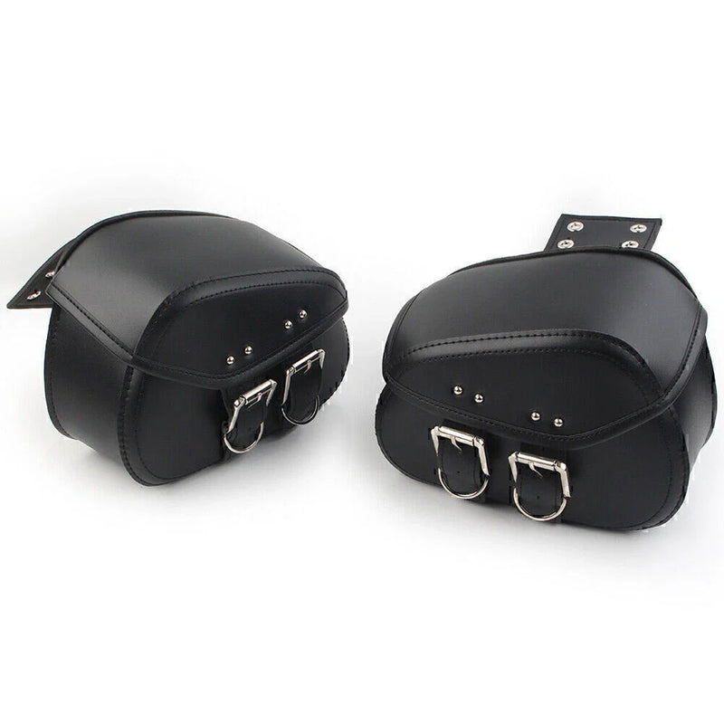 Sportster Dyna Motorcycle Black PU Leather Saddle Bags