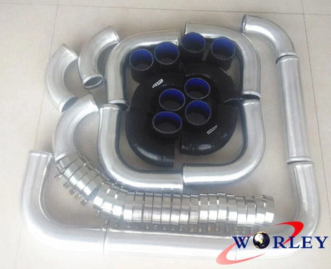 Car 2.25" Black Aluminum Universal Intercooler Turbo Piping
