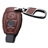 Benz A B C E G CLA CLS GLA GLC Brown PU Leather Keychain Cover Case