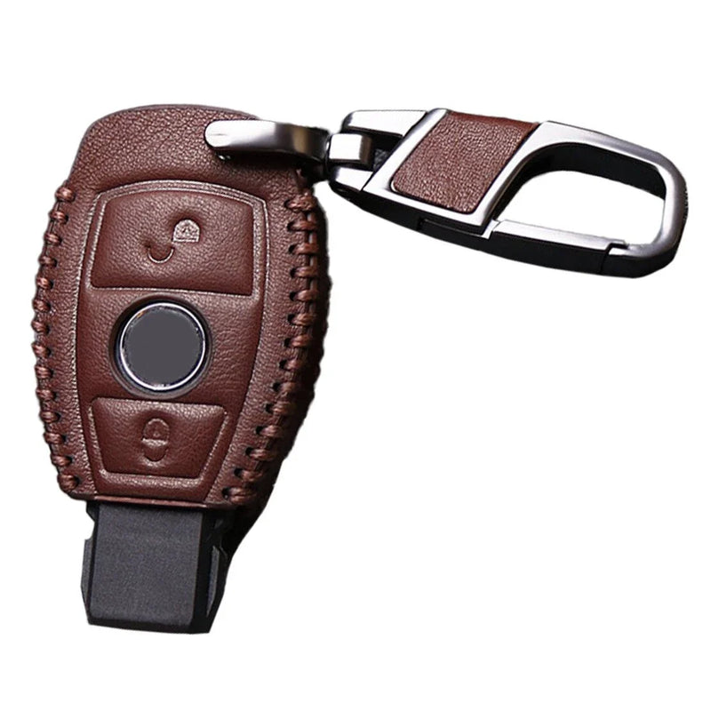 Benz A B C E G CLA CLS GLA GLC Brown PU Leather Keychain Cover Case