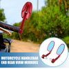 Motorcycle Handlebar End Rear View Mirror Metal Red 1 Pair