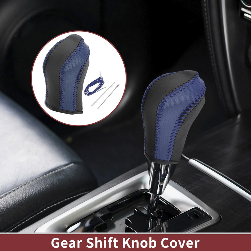 Nissan Maxima 2016-2023 Black Blue Faux Leather Gear Shift Knob Cover