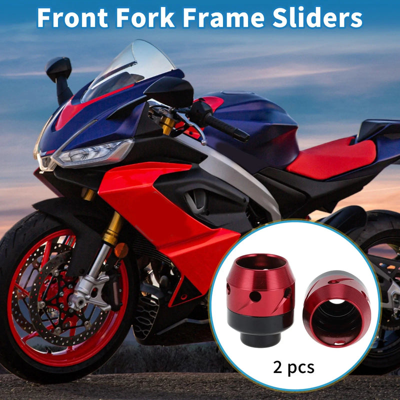 Motorcycle 2 x Front Fork Frame Sliders Aluminum Alloy Red