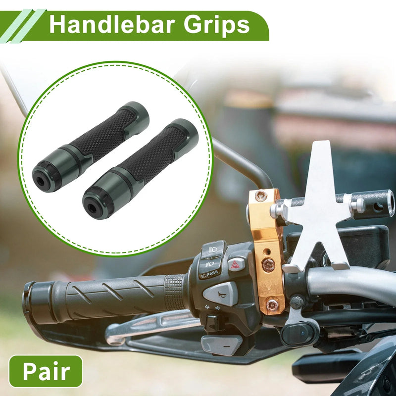 Motorcycle 7/8" 22mm Hand Grips Cover End Grips Rubber Titanium Tone