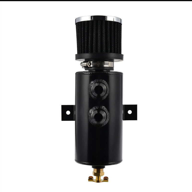 Car Model Aluminium Baffled Engine Oil Catch Can 2x AN10 Breather Filter