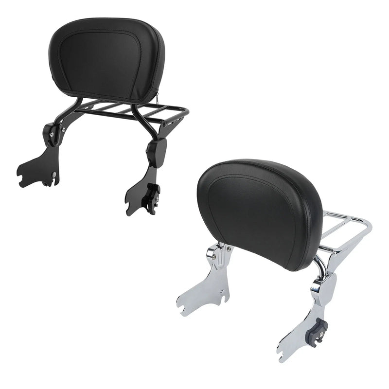 Harley Touring Chrome/Black Sissy Bar Backrest Luggage Rack (1997-2008)