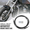 Motorcycle Brake Line Oil Hose Pipe with Spring Protection 220cm Black 1 Set