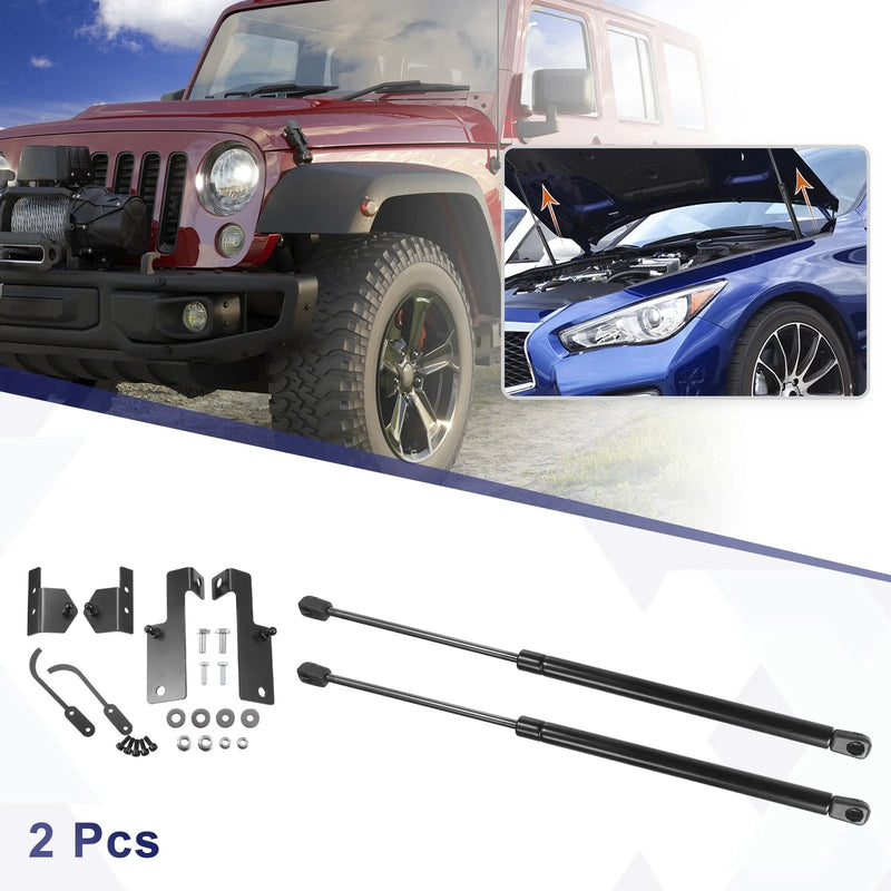 Jeep Wrangler JK (2007-2018) Black 2 x Front Hood Lift Supports