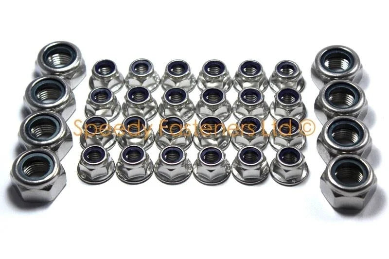 Rotax TKM Cadet Lug Nuts / Set of 4 / Nyloc Flange Lug Nuts