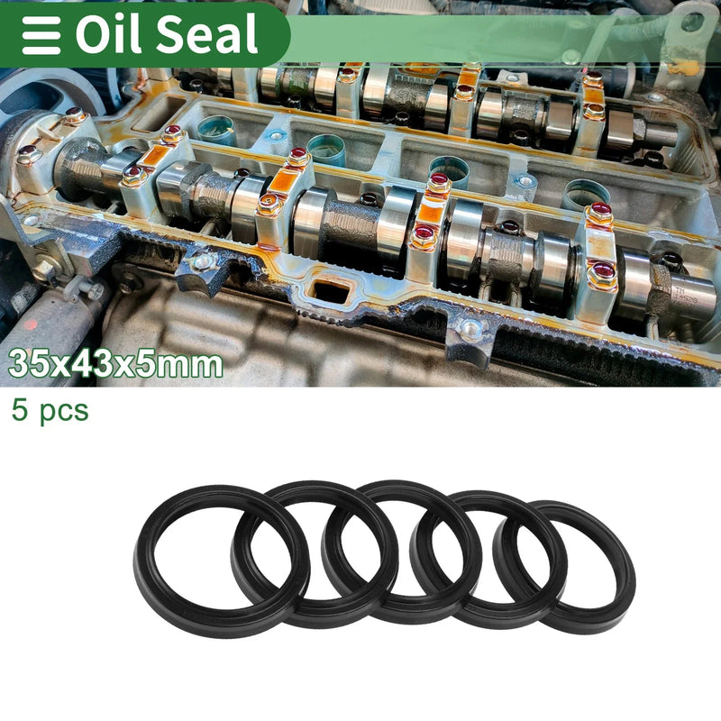 Make Model Oil Seal 35x43x5mm Rotary Shaft Seal NBR Rubber 5 Pcs
