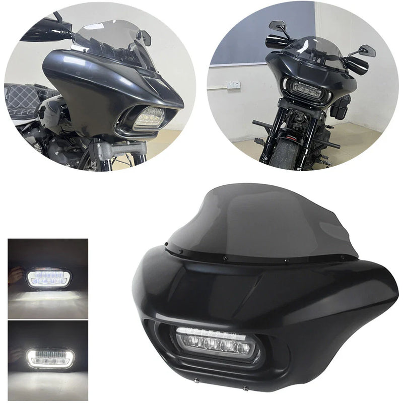 Harley Softail Fat Bob Headlight Fairing Windshield w/ LED Lamp (2018-2023)