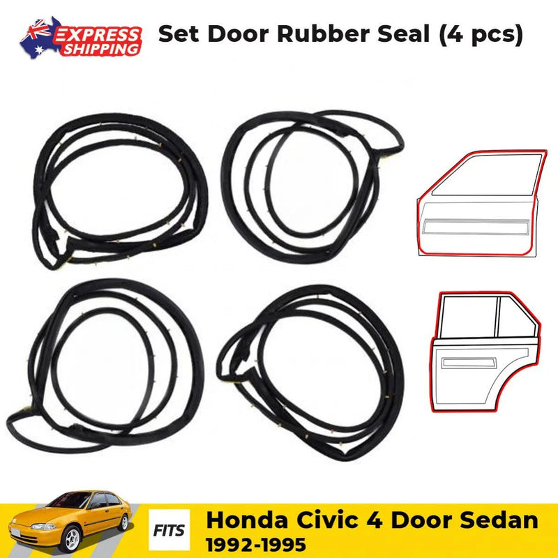Honda Civic EG EH EJ 4D SED 1992-95 D05 Set 4 Door Rubber Seal Weatherstrip