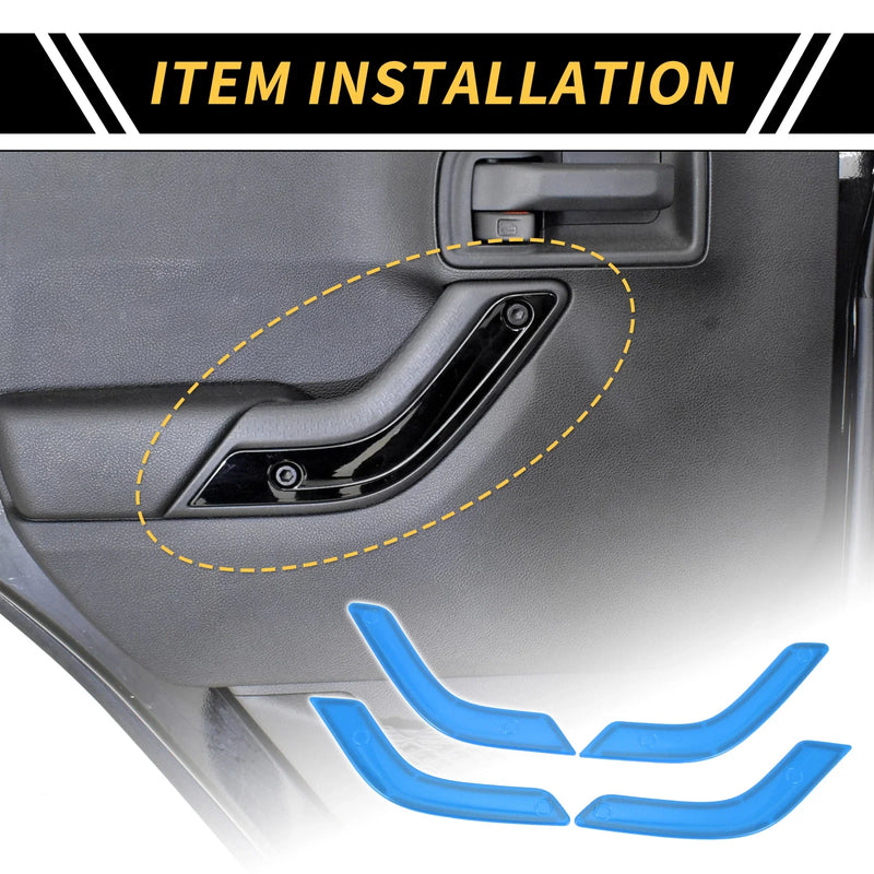 Jeep Wrangler Front Rear Door Handle Bezel Cover Trims (2007-2018)