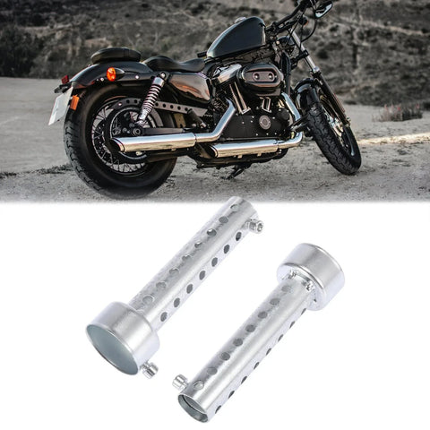 2 x 42mm Motorcycle Exhaust Silencer Exhaust Insert Muffler Pipe Silver Tone