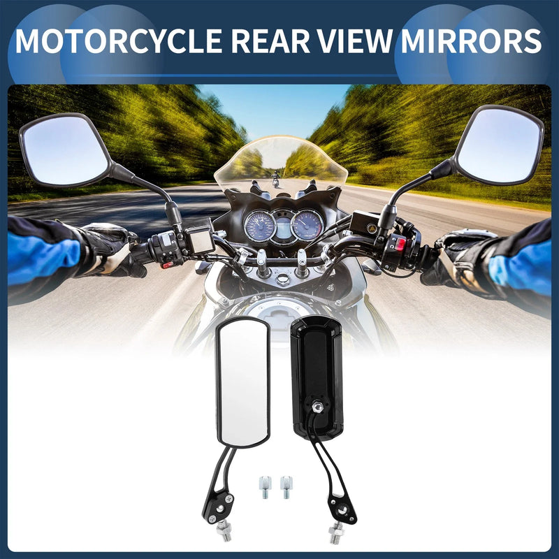 Motorcycles M8/M10 Side Rear View Mirrors Black Aluminum Alloy