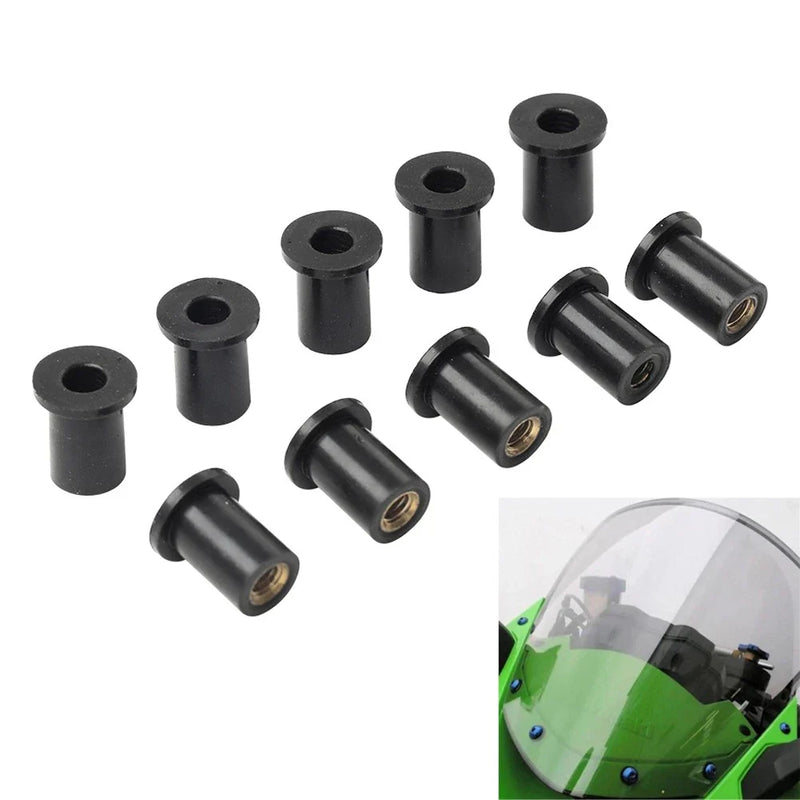 Fairing 10 x Motorcycle Windshield Rubber Nut M4 Vibration Damper