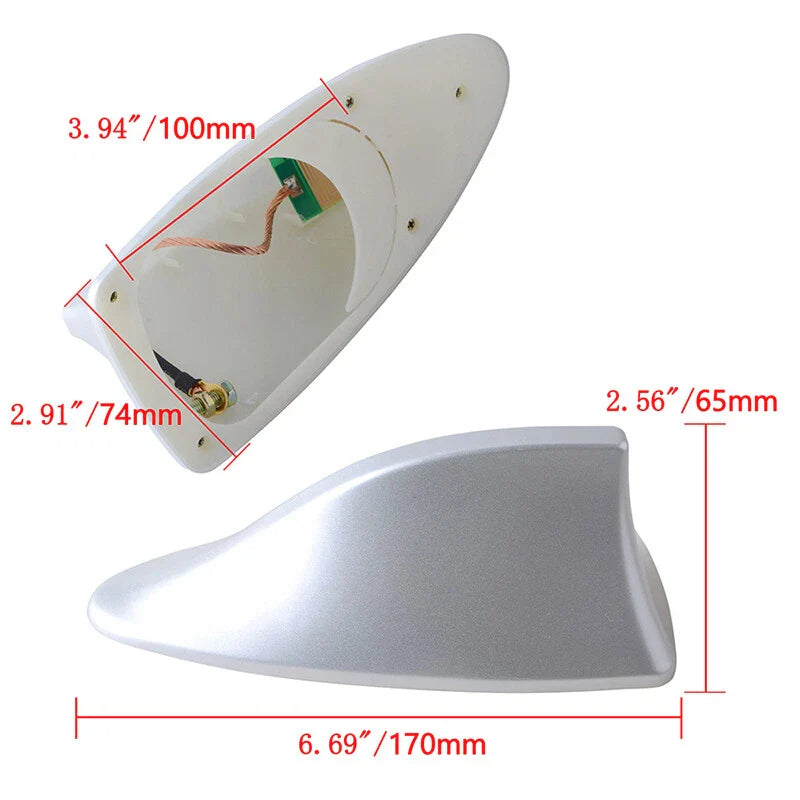 Top Quality Universal Car Shark Fin Antenna Cover Ebony Silver 1 x Piece