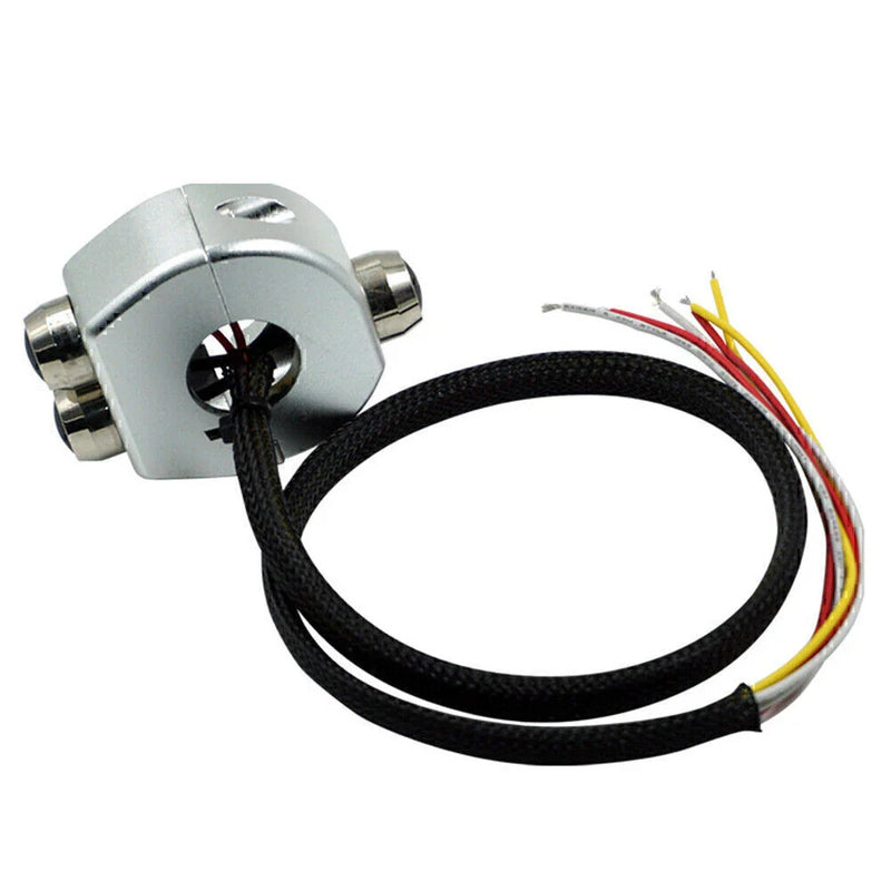 7/8" Silver Motorcycle Handlebar Switch Momentary Button (Fits Various Models)