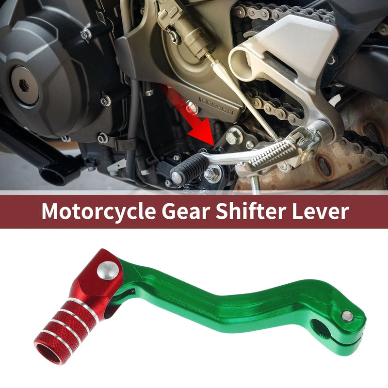 Kayo T2 Green Red Silver Tone Folding Motorcycle Gear Shifter Lever 1 Pc