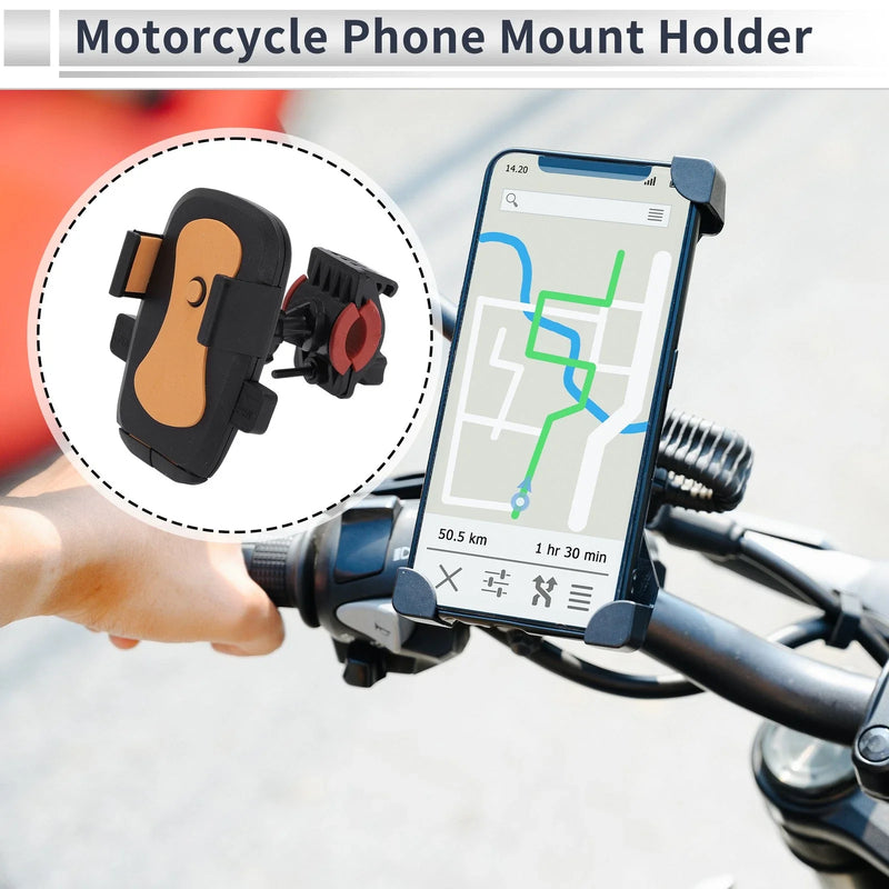 Motorcycle Handlebar Mount Black Orange Phone Mount Holder 4.7-7.2