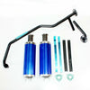 GY6 150cc Bull ATV Blue Alloy Twin Exhaust Pipe Mufflers