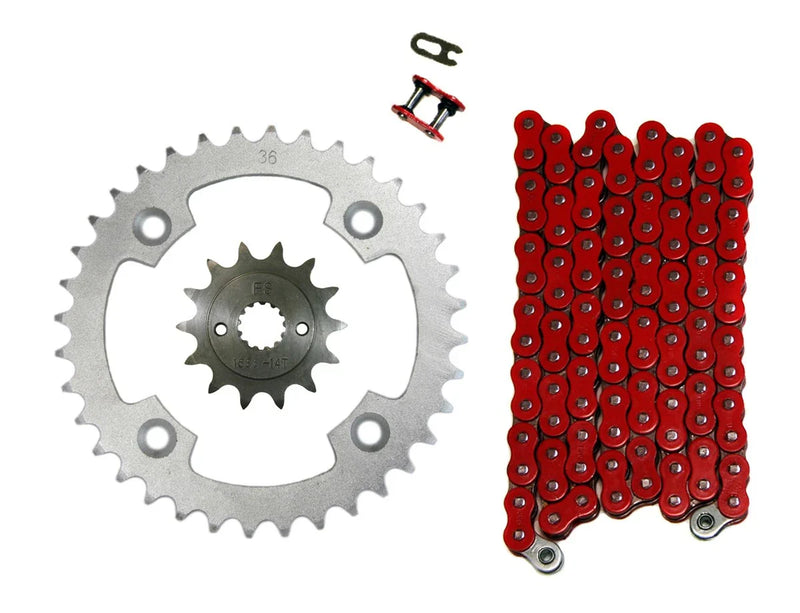 LT-R450 Quadracer Red 520x96 O-Ring Chain & 14/36 Sprockets (2009–2013)