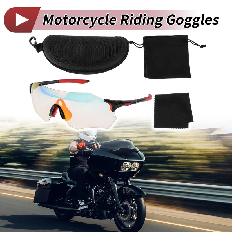 Motorcycle Riding Goggles Light Red Lens Baked Red Frame PC TPU