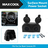Boat Caravan RV - Black Surface Mount 12V-24V Dual Power Socket