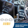 Ford Mustang (2015-2021) Silver Tone 3 x Headlight Media Tune Knob Covers