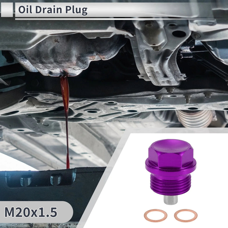 Car Motorcycle Boat Purple M20x1.5 Engine Oil Drain Plug with Gasket Set