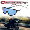 Motorcycle Riding Goggles Blue Lens Black Frame Tri-Acetyl Cellulos PC