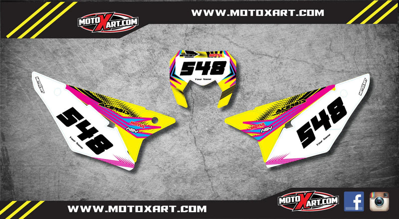 Sherco SE SEF NEON Style Number Plate Stickers (2017-2024)
