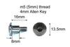Yamaha TDM R6 2x Stainless Fairing Bolts m5 x 16mm with 8mm Shoulder