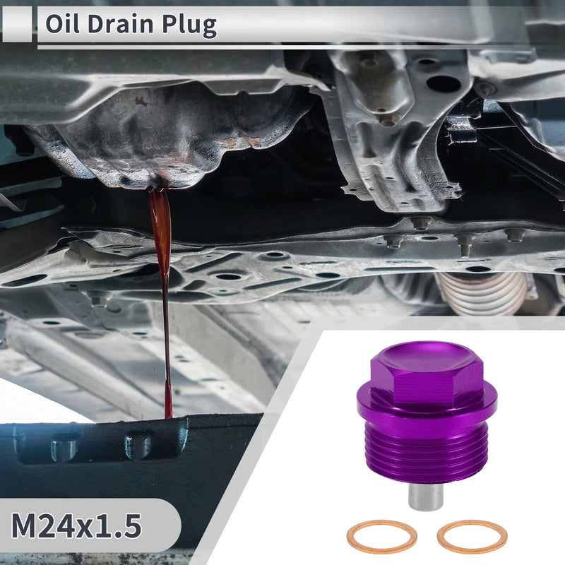 Car Motorcycle Boat Purple Set M24x1.5 Engine Oil Drain Plug with Gasket