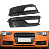 Audi A5 S-line S5 2 x Black Front Bumper Fog Light Grill Covers (2013-2016)
