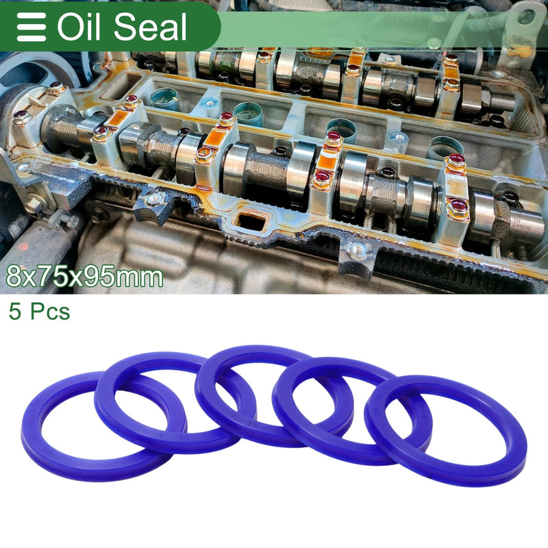 MakeModel Oil Seal / 75x95x8mm / Seal Ring Rotary Shaft TPU Blue 5 Pcs
