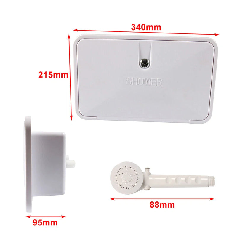 RV Camper Trailer White Outdoor Faucet Shower Box Kit