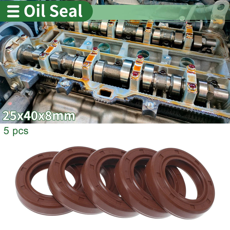 Oil Seal 25x40x8mm FKM Rubber Seal Ring Rotary Shaft 5 Pcs