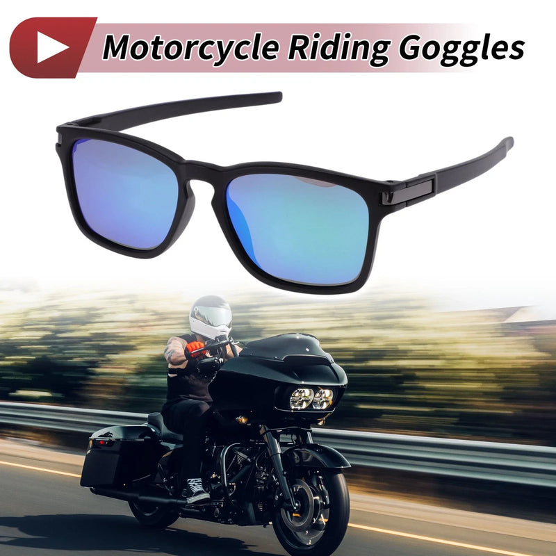 1 x Motorcycle Riding Goggles Green Lens Black Frame UV400