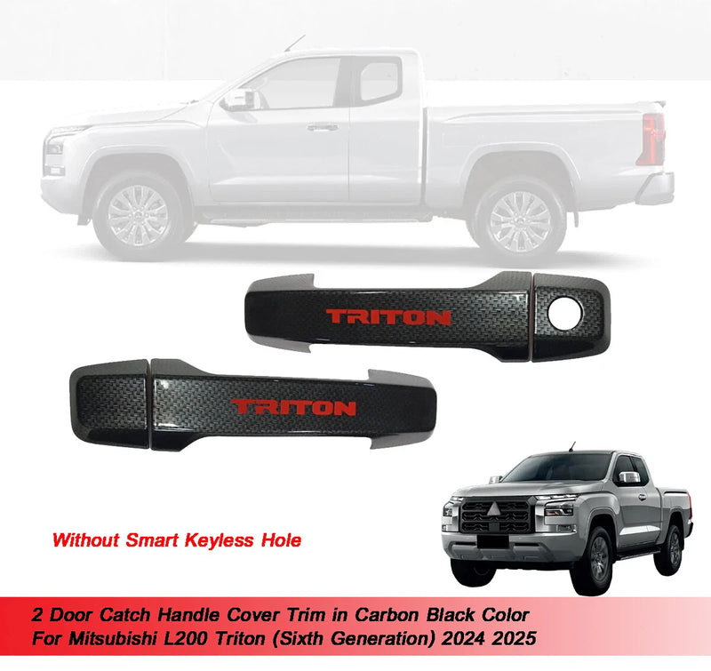 Mitsubishi L200 Triton 2 x Door Catch Handle Cover Trim Carbon (2024-2025)