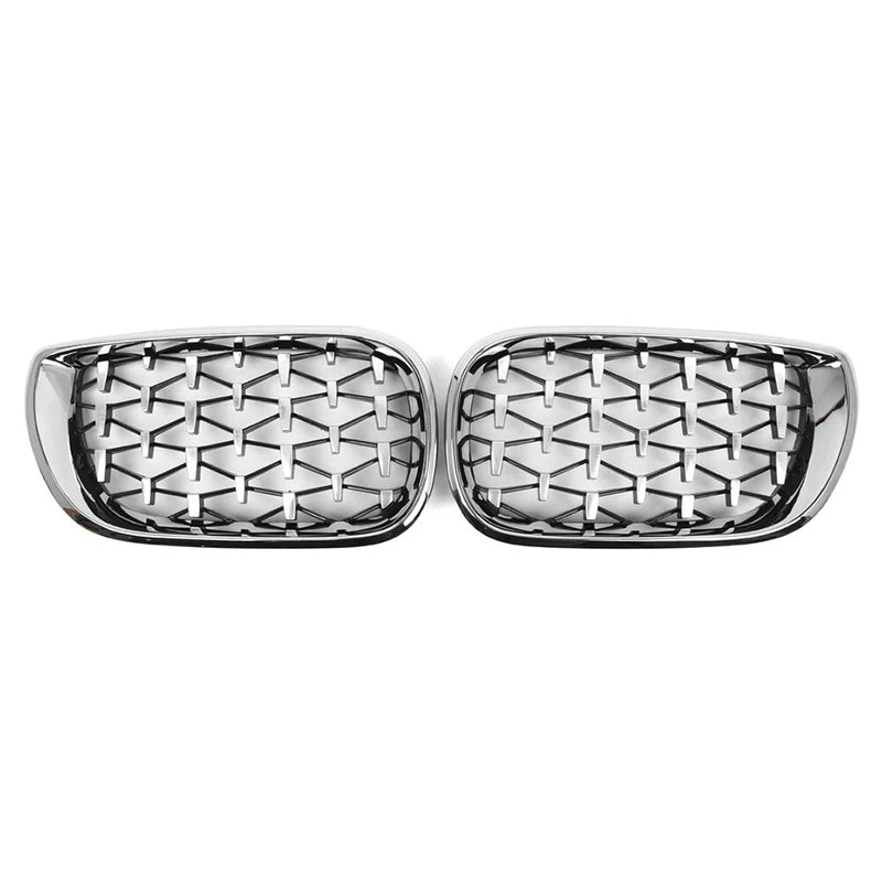 BMW E46 4D (2002-2005) Chrome Diamond Style Pair Front Kidney Grille