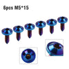 Fastening Blue 6pcs M5x15mm Titanium Torx Head Self Tapping Screws