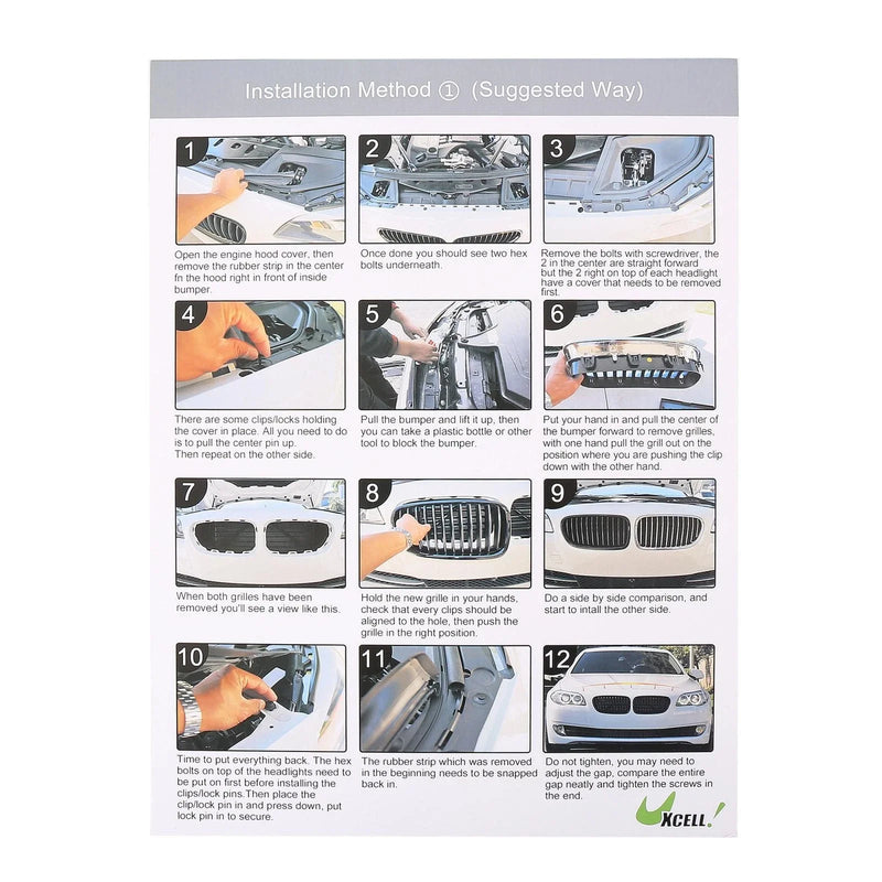 BMW X5 (2000-2006)  Slats Glossy Black Front Upper Bumper Grille