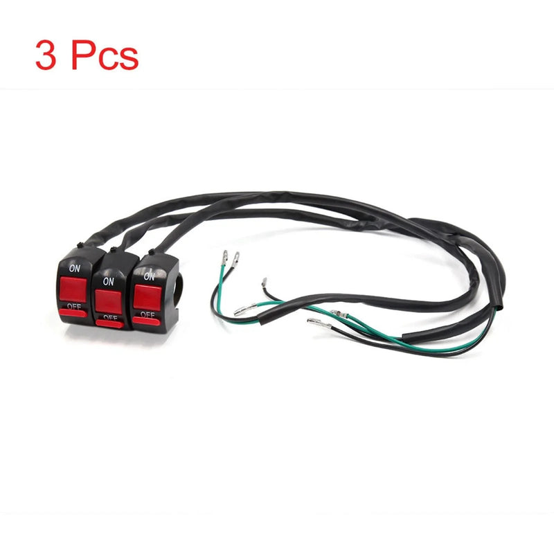 Motorcycle Handlebar 3 x Headlight Switch ON-OFF Button
