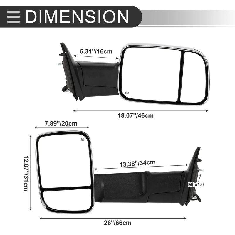 Dodge Ram 1500 2500 Tow Mirrors with Lights (2009-2018)