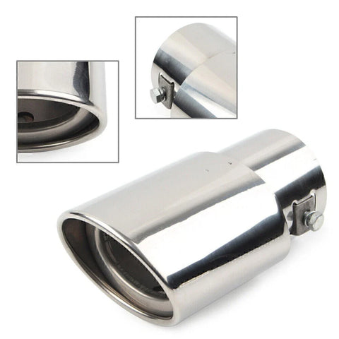 Car Silver Stainless Steel Round Exhaust Pipe Tail Muffler Tip