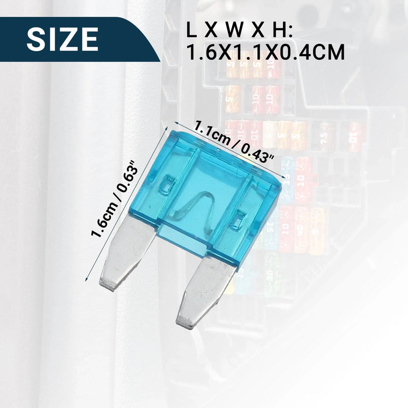 Cars 15A Mini Blade Fuses - Durable Short Circuit Protection - 100 Pcs
