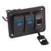 Car Boat RV Truck Blue LED Gang Toggle Rocker Switch Panel with Dual USB