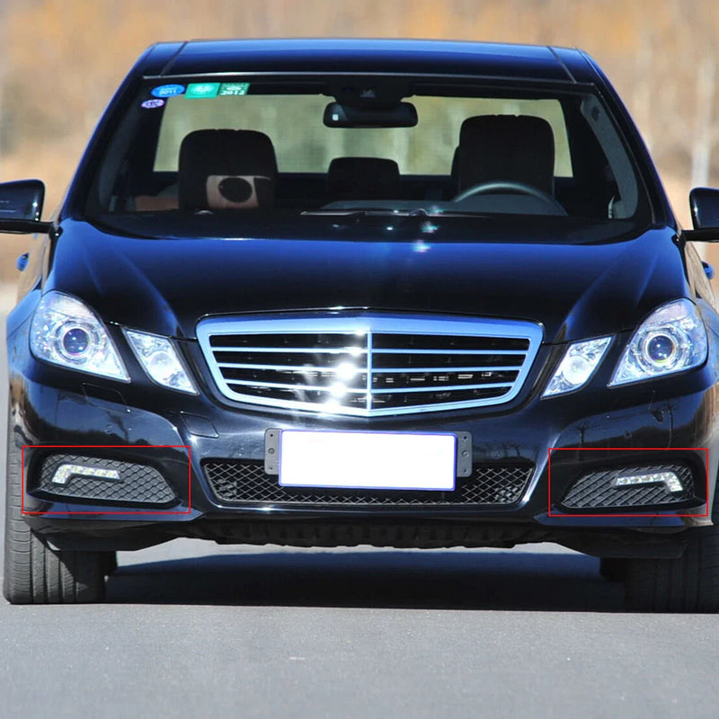 Mercedes Benz E Class W212 Black Fog Light Grille Covers (2009-2013)